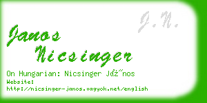 janos nicsinger business card